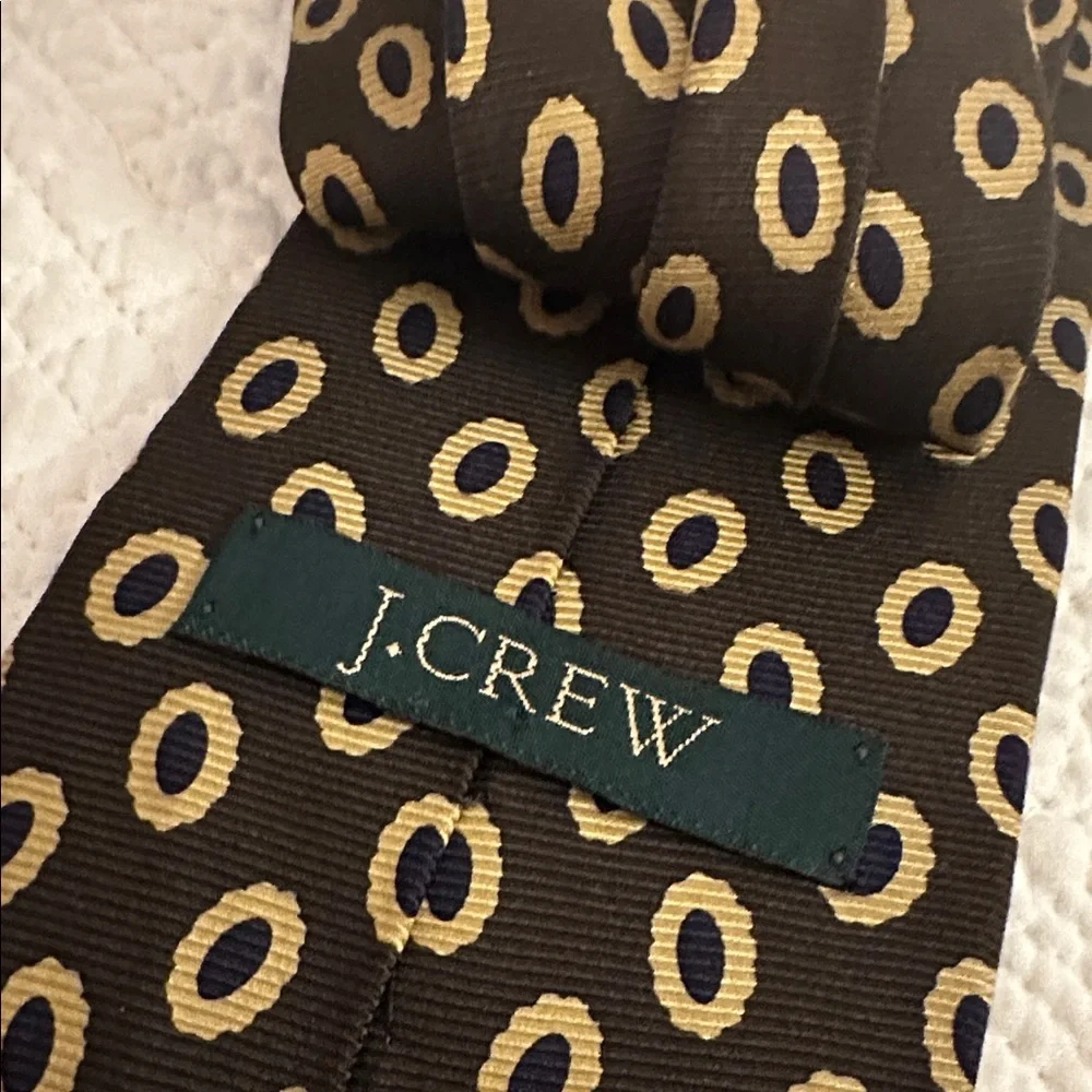 J. Crew Brown Tie with Gold Pattern